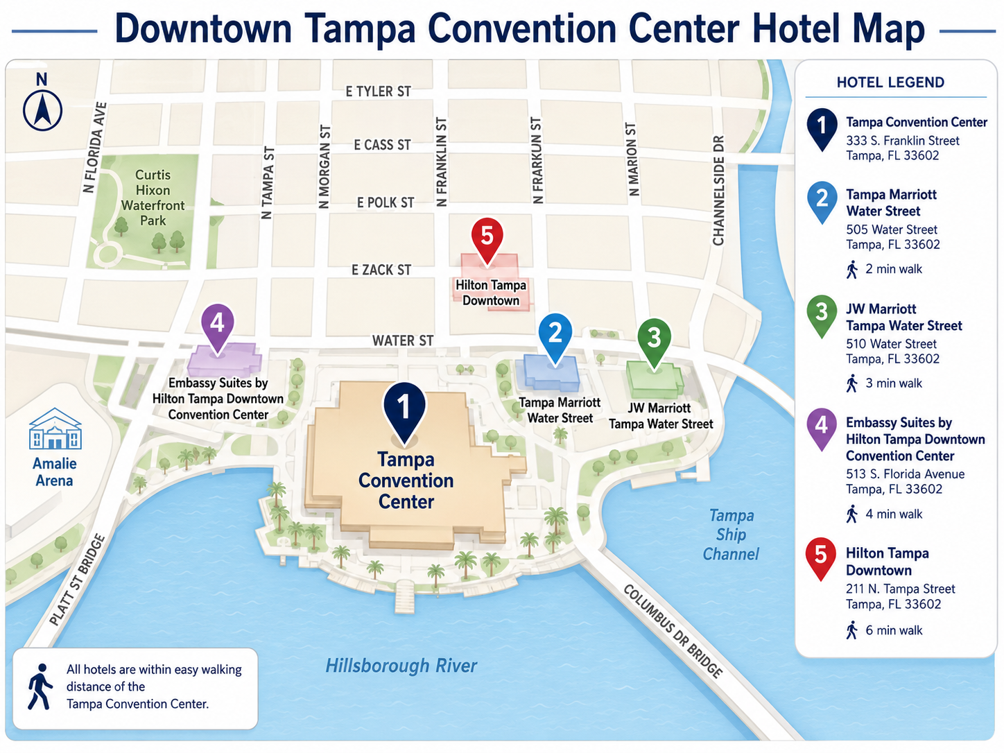 Map of Conference Hotels near Tampa Convention Center